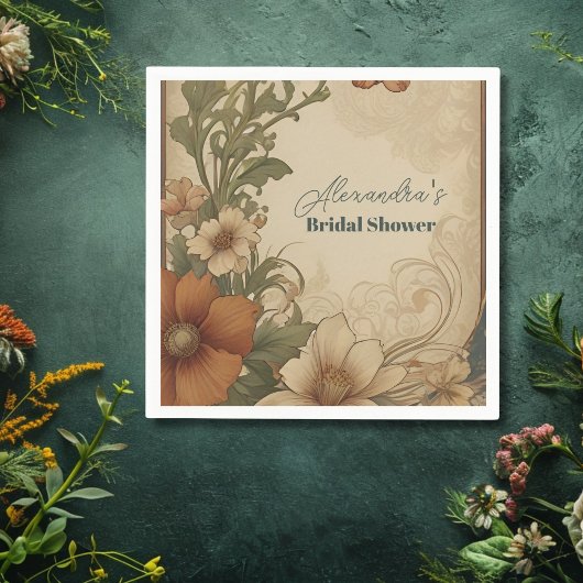 Oude Bougainvillea Art Nouveau Bruidsdouche Servet