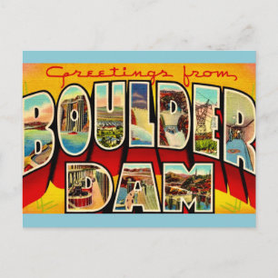 Oude Boulder Dam-ansichtkaart Briefkaart