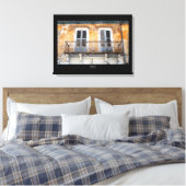 Oude bouwbalkons, Limassol, Cypriotische canvas Afdruk (Insitu (Slaapkamer))