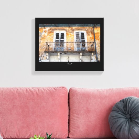 Oude bouwbalkons, Limassol, poster Cyprus Canvas Afdruk (Insitu (Woonkamer))