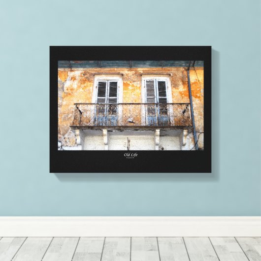 Oude bouwbalkons, Limassol, poster Cyprus Canvas Afdruk (Insitu (Houten vloer))
