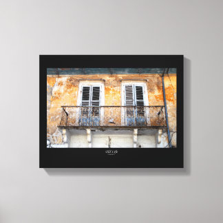Oude bouwbalkons, Limassol, poster Cyprus Canvas Afdruk