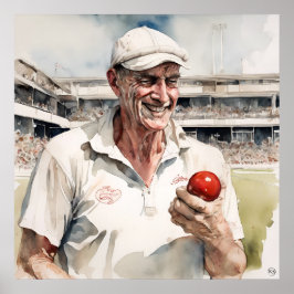 Oude Bowlers nooit sterven - Archival Cricket Prin Poster