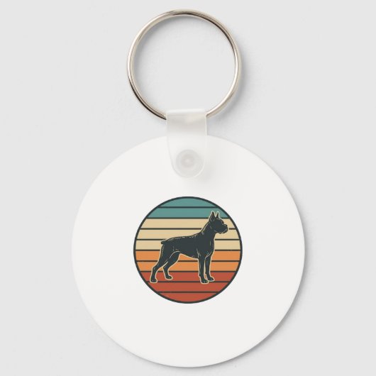 Oude Boxer Hond Zonsondergang Gravure Vector Desig Sleutelhanger (Voorkant)