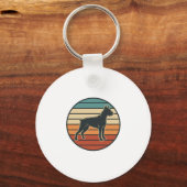 Oude Boxer Hond Zonsondergang Gravure Vector Desig Sleutelhanger (Voorkant)