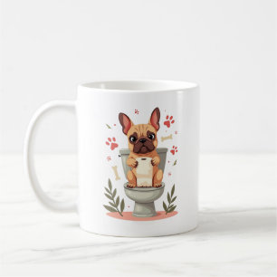 Oude boze Franse Bulldog met toiletpapier  Koffiemok