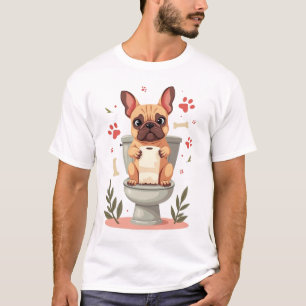 Oude boze Franse Bulldog met toiletpapier T-shirt