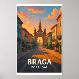 Oude Braga Portugal Reisposter Poster