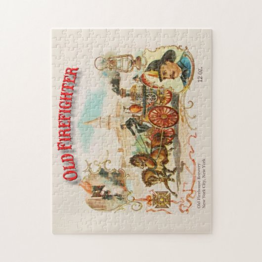 Oude brandweerman  Victoriaans etiket Puzzle Legpuzzel (Verticaal)