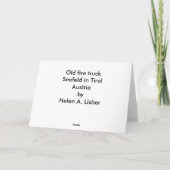 Oude brandweerwagen feestdagen kaart (Achterkant)