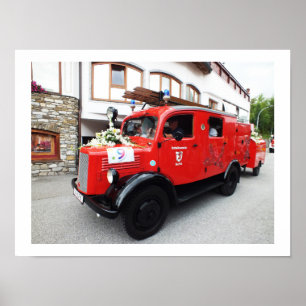 Oude brandweerwagen poster