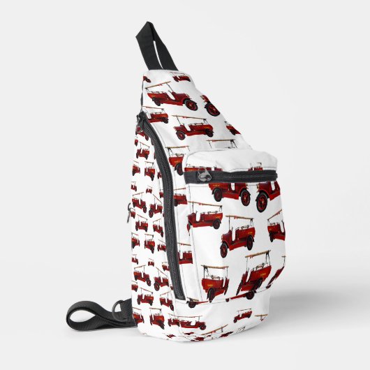 Oude brandweerwagens patroon, sling bag (Linkerhoek)