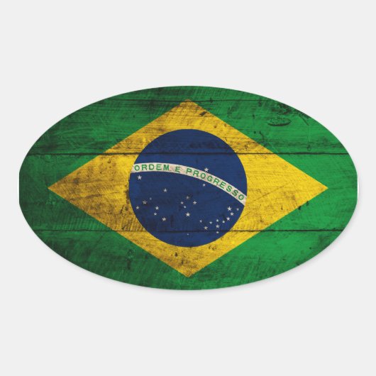 Oude Braziliaanse vlag Ovale Sticker (Voorkant)