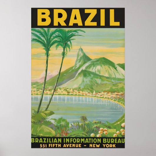 Oude Brazilië Reisposterprint, Rio De Janeiro Poster (Voorkant)