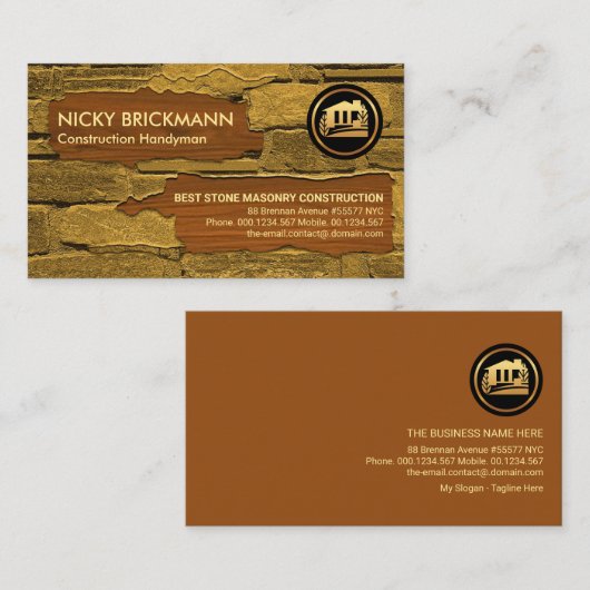 Oude Brick Wall New Timber Wood Handyman Visitekaartje (Voorkant / Achterkant)
