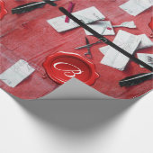 OUDE BRIEF-HOUDER IN HOUT, RODE WAX SEAL MONOGRAM CADEAUPAPIER (Hoek)