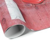 OUDE BRIEF-HOUDER IN HOUT, RODE WAX SEAL MONOGRAM CADEAUPAPIER (Rol Hoek)