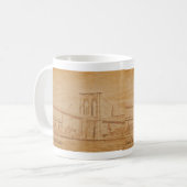 oude briefkaart Brooklyn Bridge Koffiemok (Voorkant links)