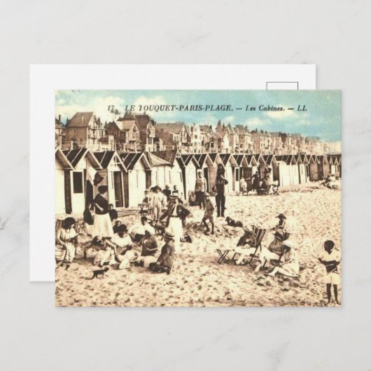 Oude briefkaart, Le Touquet strand Briefkaart (Voorkant / Achterkant)