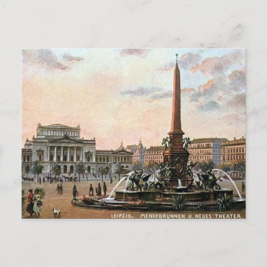 Oude Briefkaart - Mendebrunnen, Leipzig (Voorkant)