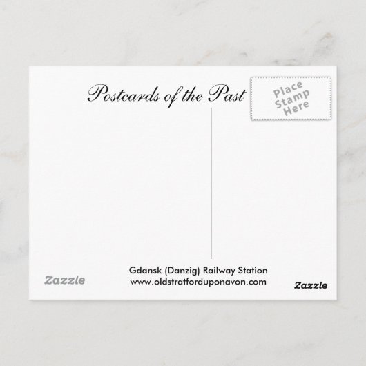 Oude Briefkaart, station Gdansk (Danzig) Briefkaart (Achterkant)