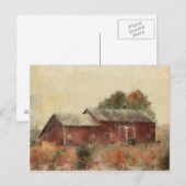 Oude Briefkaart van het landschap Rode Barn (Voorkant / Achterkant)