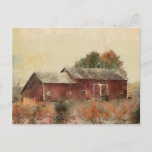 Oude Briefkaart van het landschap Rode Barn (Voorkant)