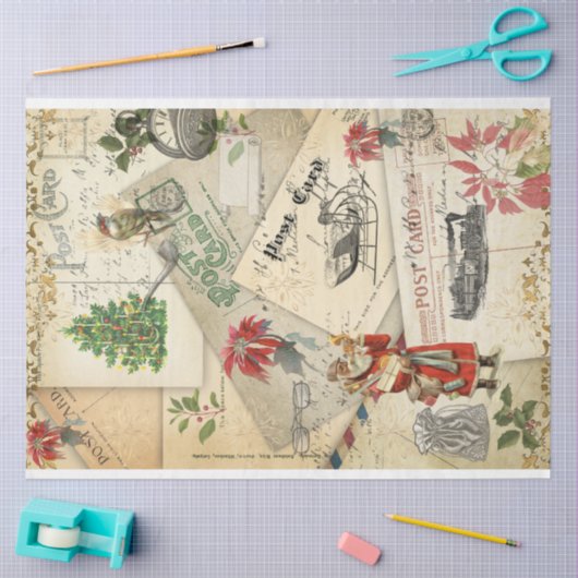 Oude  Briefkaarten kerstkerstkerstkerstontvlechtin Tissuepapier (Craft)