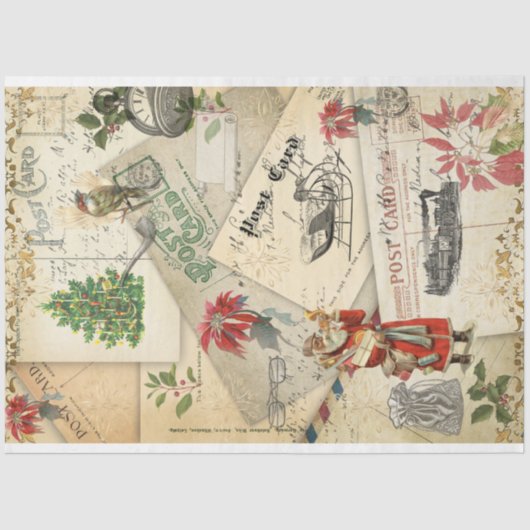 Oude  Briefkaarten kerstkerstkerstkerstontvlechtin Tissuepapier (Voorkant)