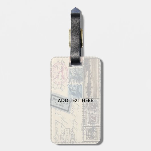 oude briefkaarten stempels typografie bagagelabel (Achterkant verticaal)