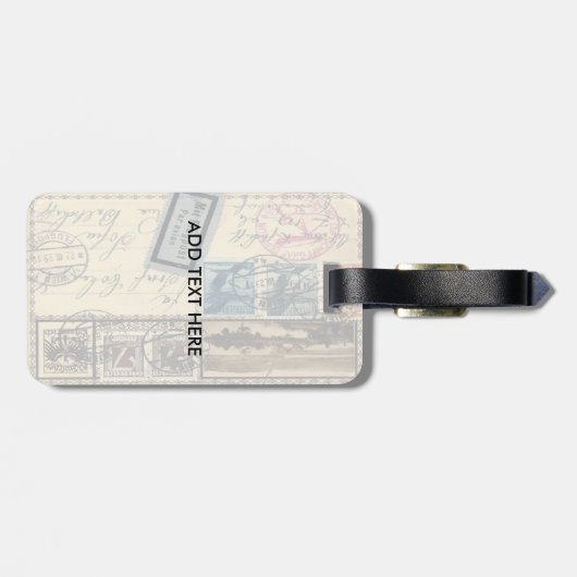  oude briefkaarten stempels typografie bagagelabel (Achterkant horizontaal)