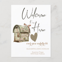 Oude brievenbus, hart nieuw adres aankondigingskaart