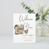 Oude brievenbus, hart nieuw adres aankondigingskaart (Staand voorkant)