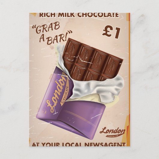 Oude Britse Chocolade Advertentie. Briefkaart (Voorkant)