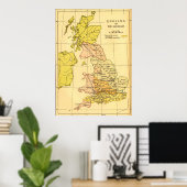 Oude Britse kaart Poster (Thuiskantoor)