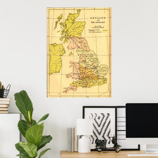 Oude Britse kaart Poster (Thuiskantoor)