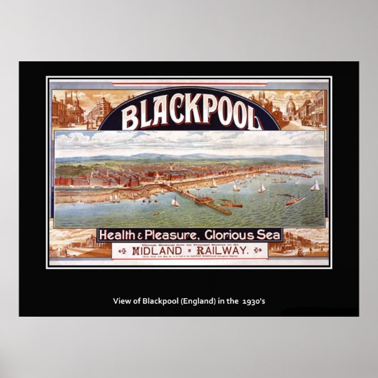Oude Britse Poster Blackpool drukwerk (Voorkant)