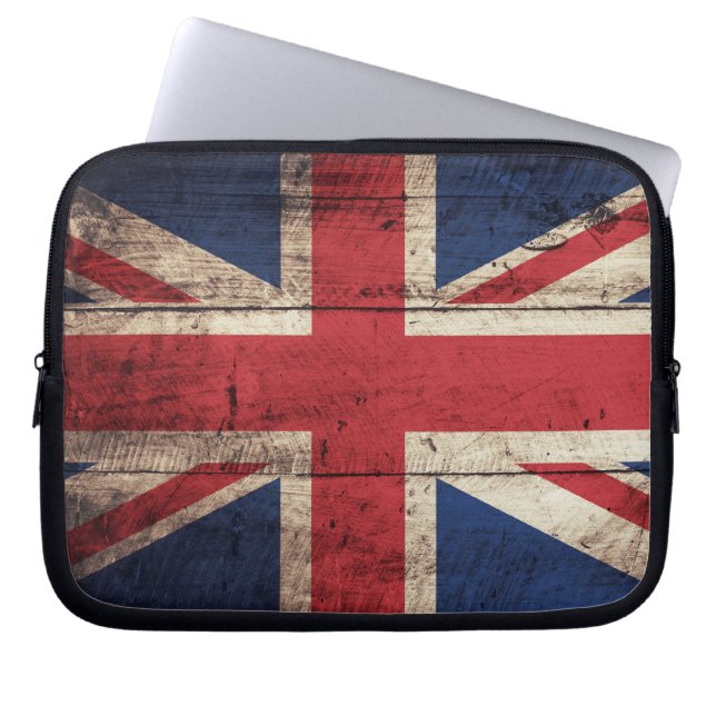 Oude Britse vlag Wooden Laptop Sleeve (Voorkant)