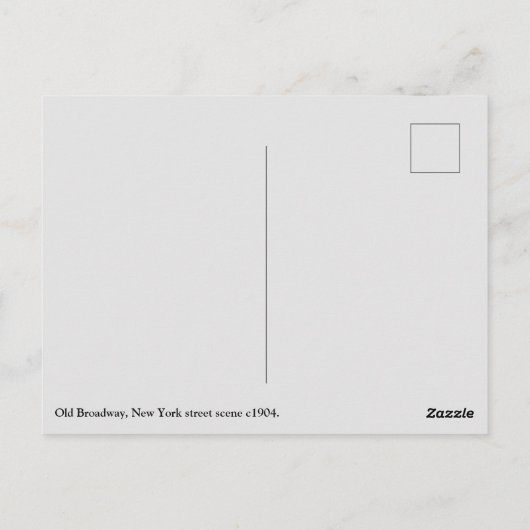 Oude Broadway straatbeeld 1904, New York City Briefkaart (Achterkant)