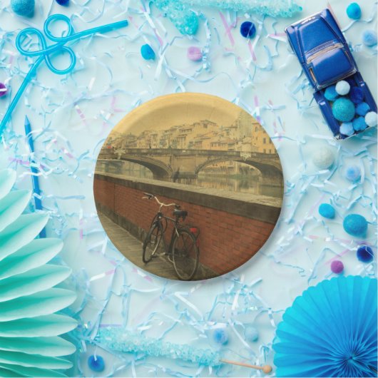  oude brug in Florence, Italië Papieren Bordje (Feest)