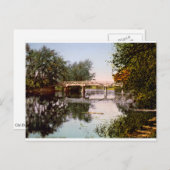 Oude brug over de rivierbedding, Massachusetts. US Briefkaart (Voorkant / Achterkant)