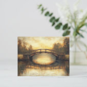 Oude brug over rivier schilderij platteland briefkaart (Staand voorkant)