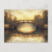 Oude brug over rivier schilderij platteland briefkaart (Voorkant)