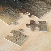 Oude brug over rivier schilderij platteland  legpuzzel (Zijkant)