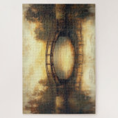 Oude brug over rivier schilderij platteland  legpuzzel (Verticaal)