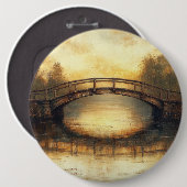Oude brug over rivier schilderij platteland ronde button 6,0 cm (Voorkant /achterkant)