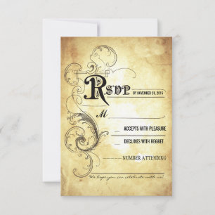 oude bruiloft RSVP-kaarten RSVP Kaartje