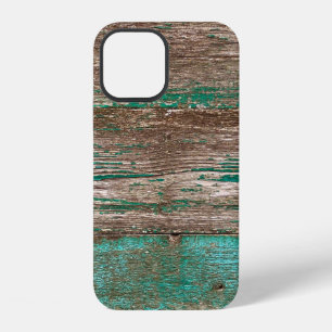 Oude bruin-blauwe houten achtergrond met afbladder iPhone 12 hoesje