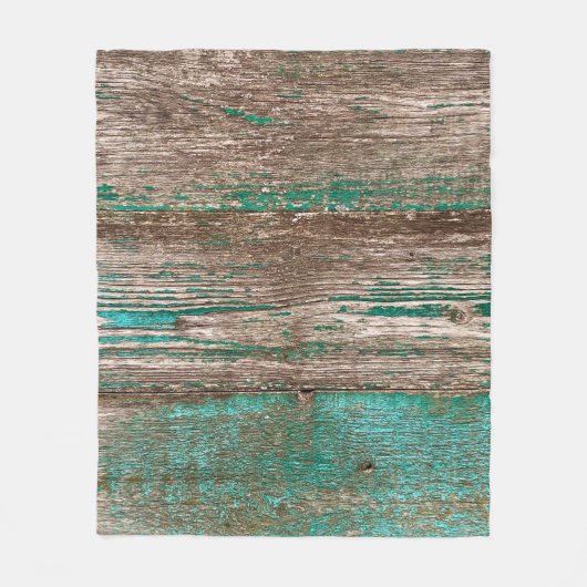 Oude bruinblauwe houten achtergrond met pellingpij fleece deken (Voorkant)