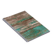 Oude bruinblauwe houten achtergrond met pellingpij notitieboek (Rechterzijde)